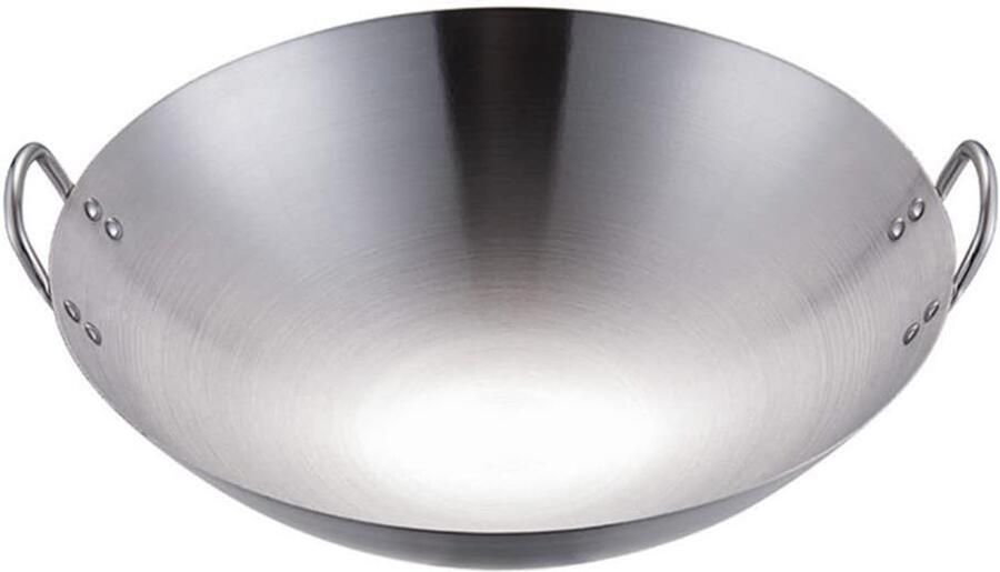 Wokpan Koekenpan Thuis koken Dubbele handgreep 30 cm Zilver