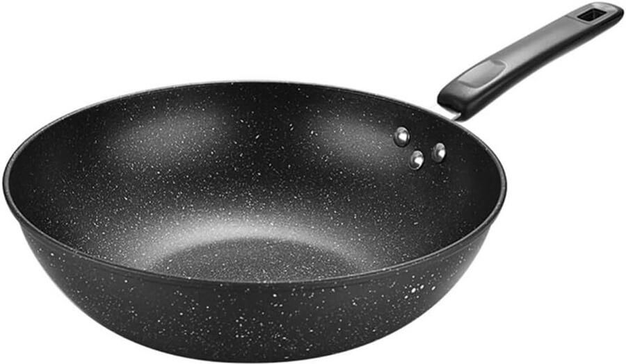 Wokpan Met Anti-aanbaklaag Koekenpan Keuken Lekker Koken Maifan Steen Coating 30 cm Diameter Zwart