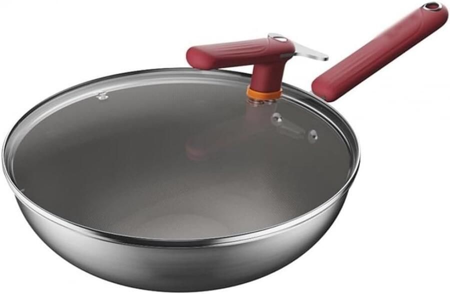 Wokpan met deksel Honingraat koekenpan Snel koken Titanium legering Grote pan