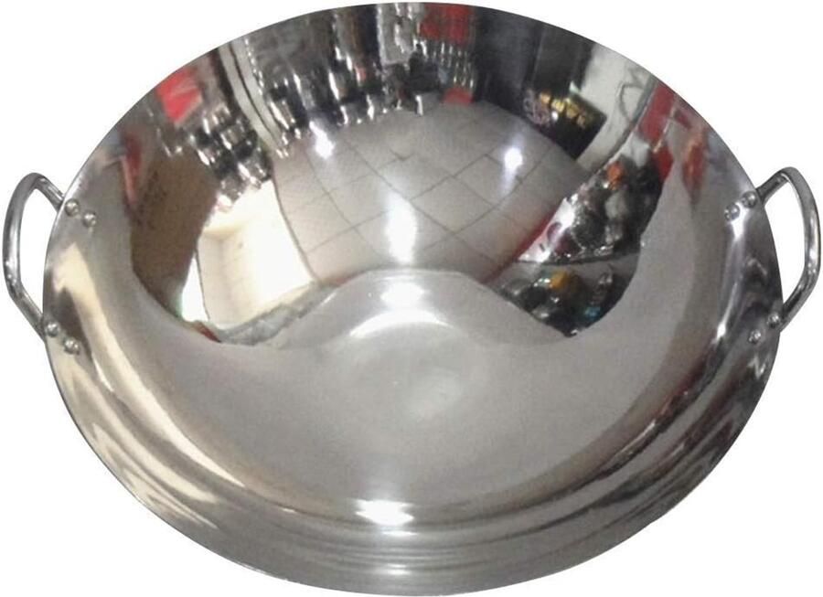 Wokpan met deksel Multifunctionele pan Koken en Bakken Roestvrij staal 50 cm Zilverkleurig