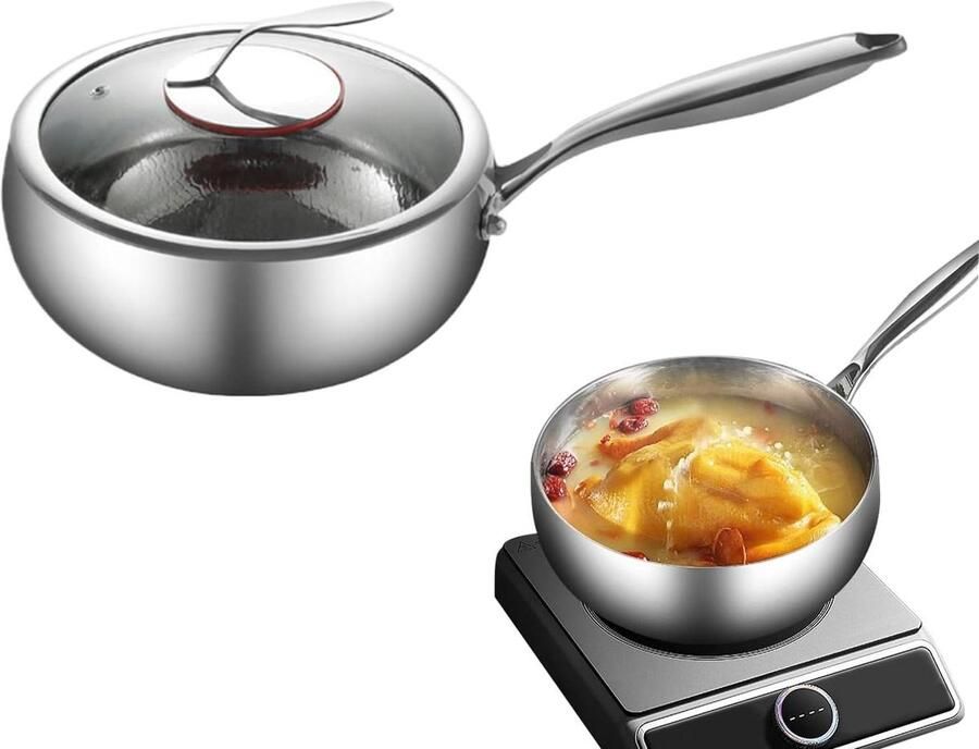 Wokpan met Deksel Koekenpan Braadpan Koken en Bakken Titanium Anti-aanbaklaag 24 cm Zwart