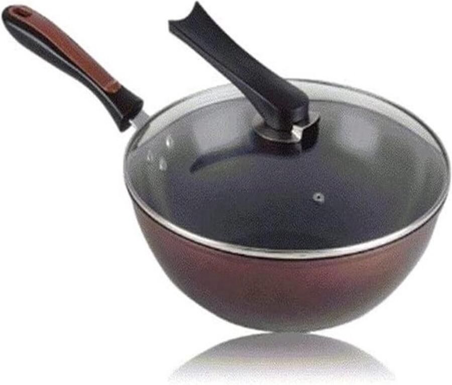 Wokpan met deksel Koekenpan Braadpan Roerbakken en koken Keramische anti-aanbaklaag 300 gram Zwart