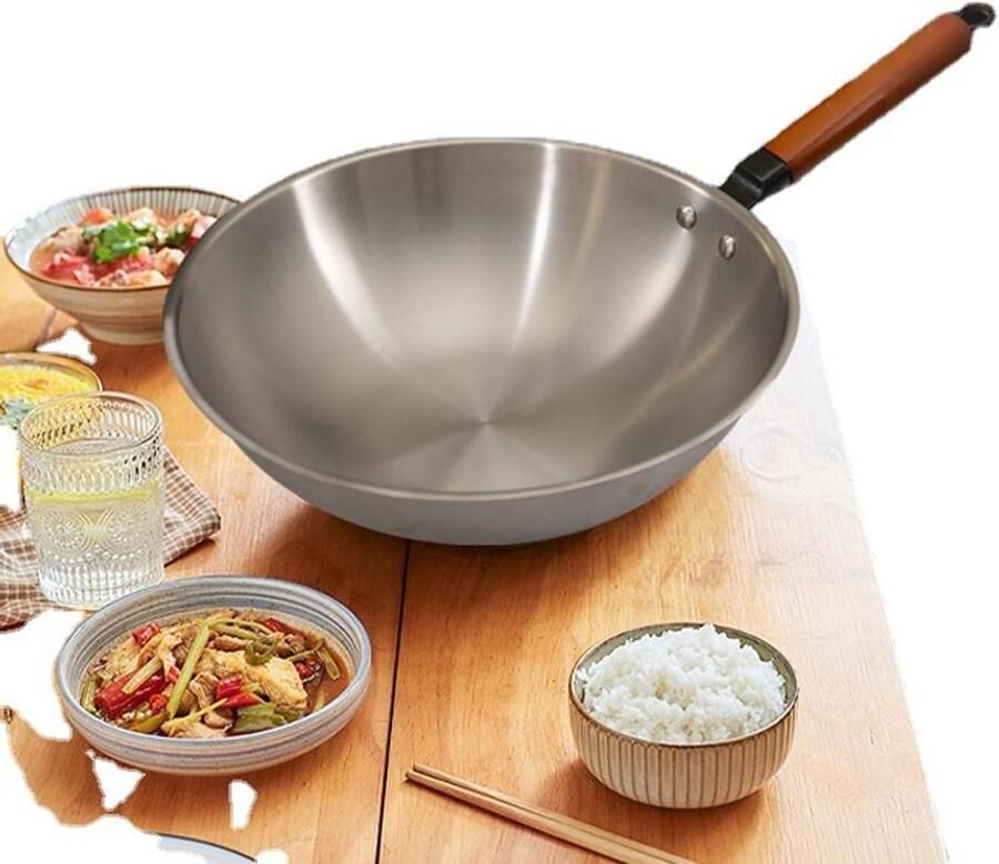Wokpan met Deksel Koekenpan Koopjes Gezond Koken Geen Chemische Coating 30 cm Metaal