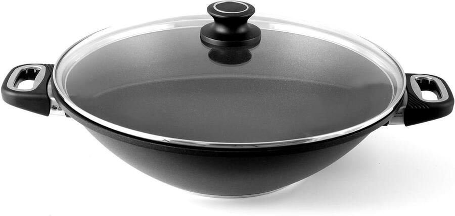 Wokpan met deksel Koekenpan Koopmanspan Roerbakken en koken Lotan antiaanbaklaag 36 cm Zwart