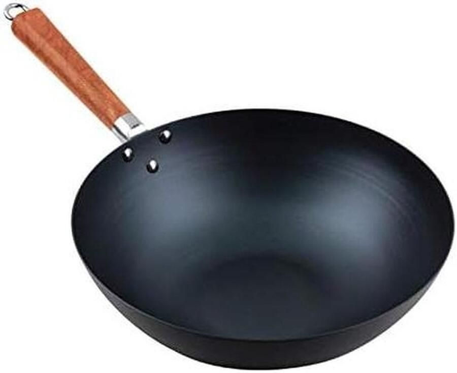 Wokpan met deksel Koekenpan Lekker Koken Gelijkmatige Verhitting 30 cm Zwart