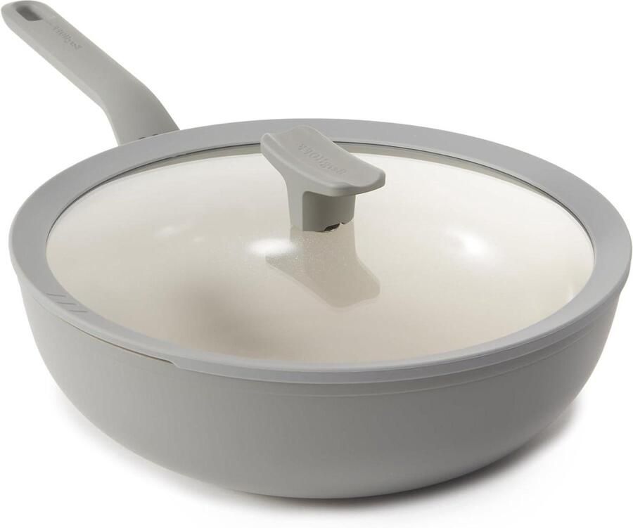 Wokpan met deksel Roerbakpan Gezond Koken Keramische antiaanbaklaag 28 cm Moonmist