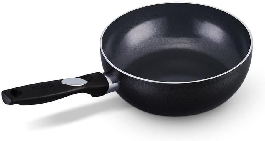 Wokpan met Deksel Roerbakpan Koekenpan Gezond Koken PFAS-vrije Keramische Laag 28 cm Zwart