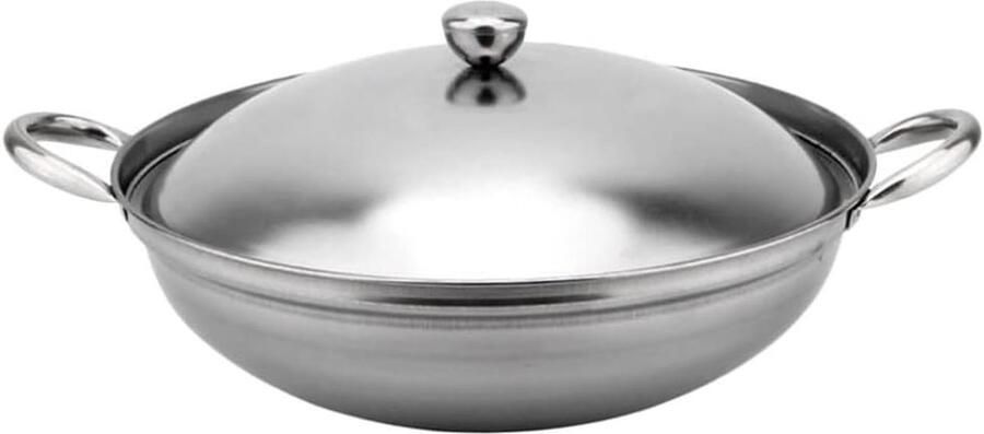 Wokpan Met Deksel Roerbakpan Kookpot Thuis Koken Antiaanbaklaag 27x27x12cm Zilver