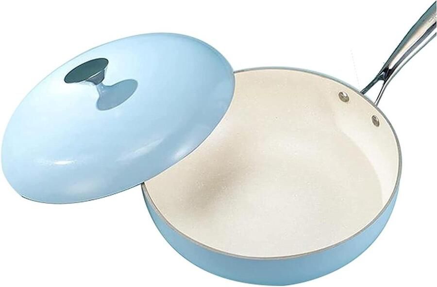 Wokpan met Deksel Roerbakpan Snel Koken Antiaanbaklaag 30 cm Zwart