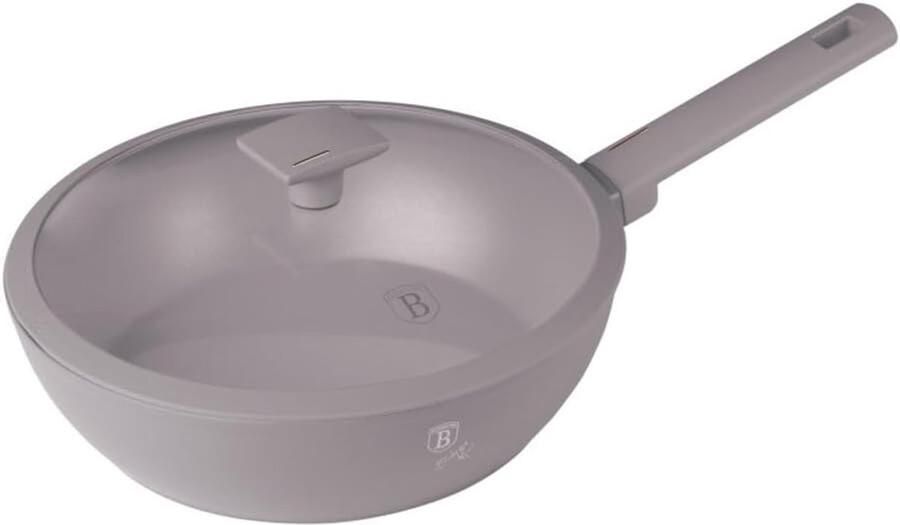 Wokpan met Deksel Roerbakpan Snel Koken Titanium Antiaanbaklaag 30 cm Taupe