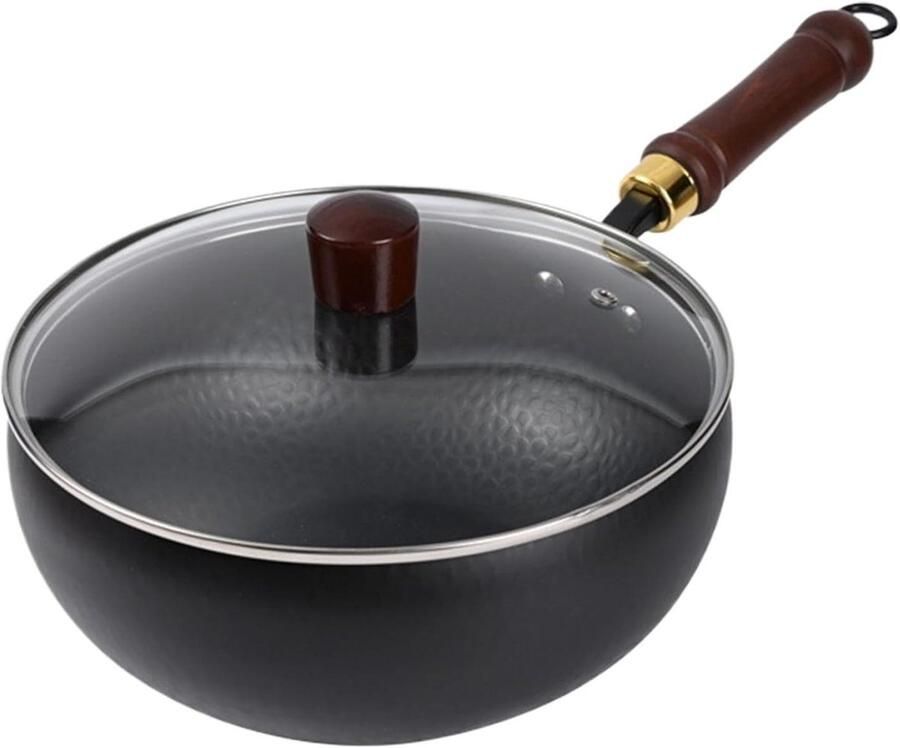 Wokpan met Houten Handvat Roerbakpan Koekenpan Gezond Koken Niet-klevend Oppervlak 24 cm Niet gespecificeerd