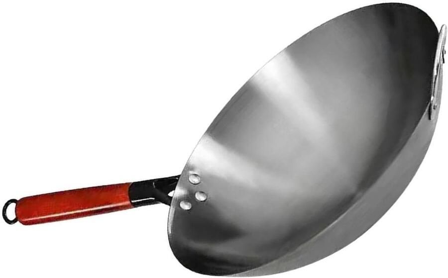 Wokpan met platte bodem Gietijzeren pan Snel koken Gelijkmatige warmte 40 cm Zwart