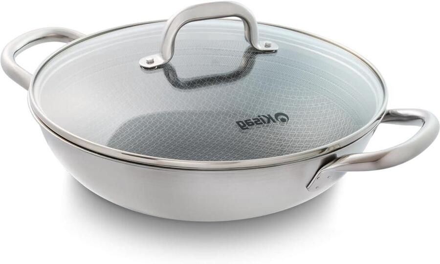 Wokpan OSAKA Koekenpan Wok Vetvrij Koken Snelle Warmteverdeling 28 cm Zwart