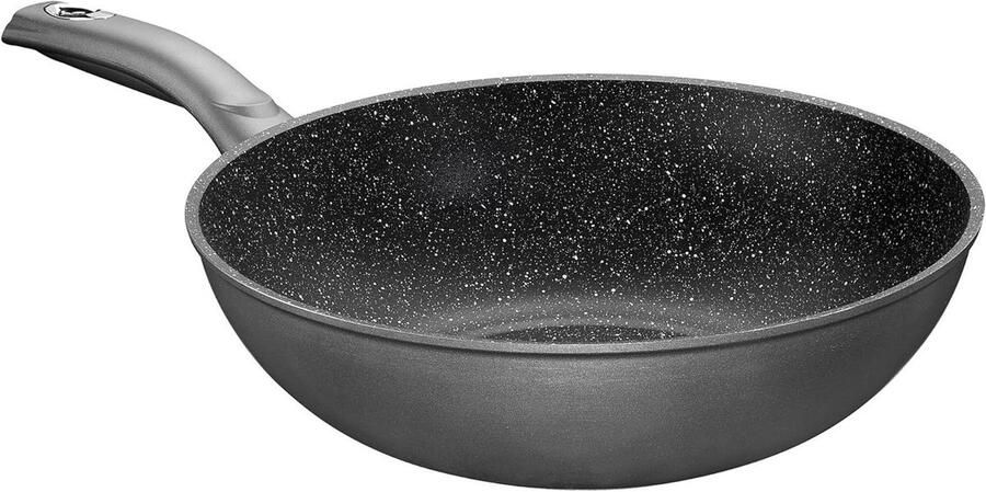 Wokpan Roerbakpan Aziatisch Koken Echte steendeeltjes coating 30 cm Grijs