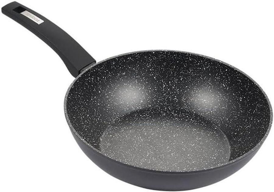Wokpan Roerbakpan Aziatisch Koken Energiebesparende Bodem 28 cm Zwart