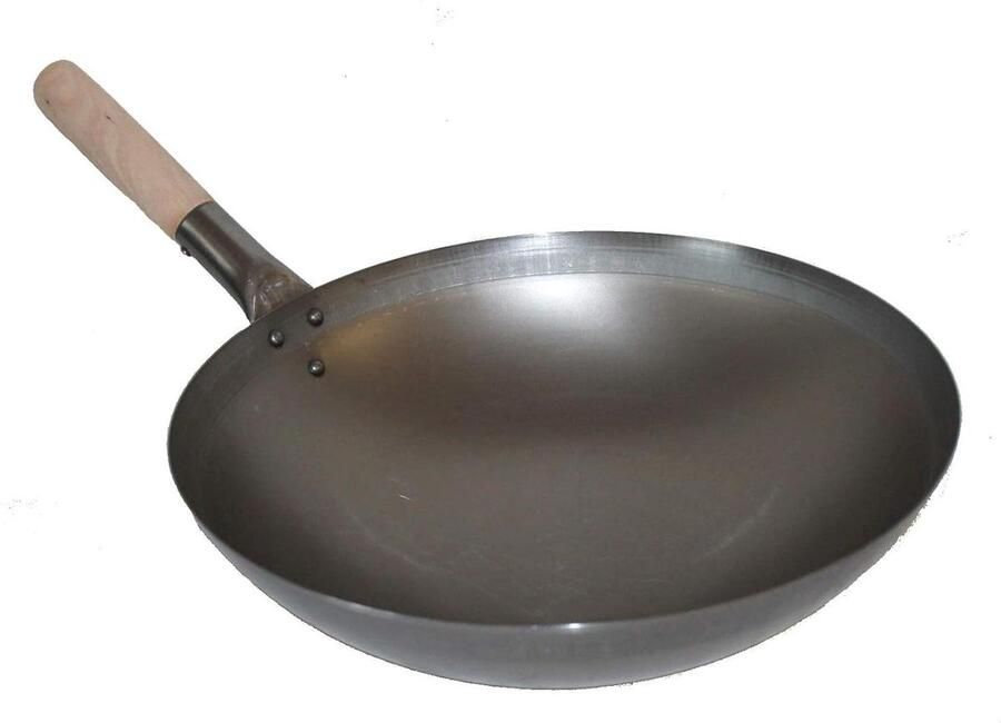 Wokpan Roerbakpan Aziatisch Koken Ronde Bodem 40 cm Zwart