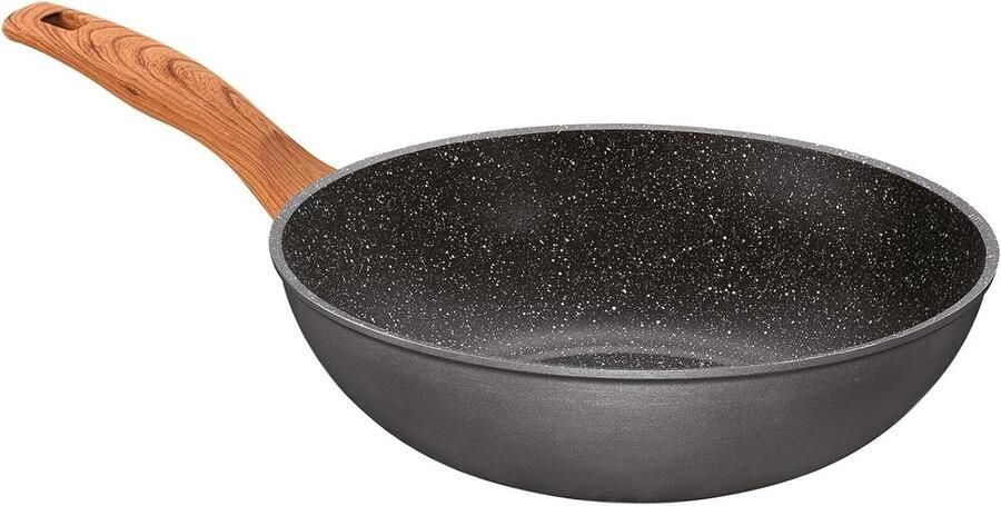 Wokpan Roerbakpan Aziatisch Koken Vetarm Bakken 30 cm Grijs