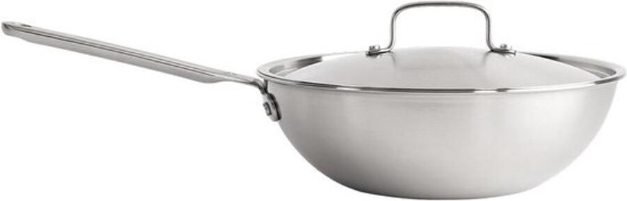 Wokpan Roerbakpan Diepe Pan Professioneel Koken 5-Laags RVS 28 cm 3 Liter Zilver