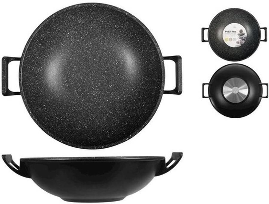 Wokpan Roerbakpan Gezond Koken Antiaanbaklaag Steen 32 cm Zilver
