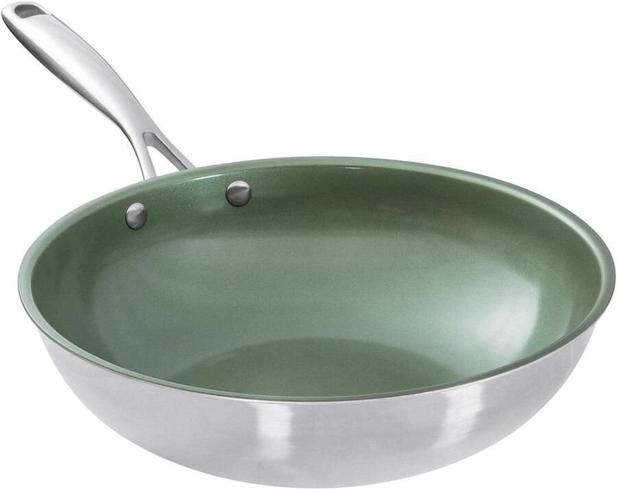 Wokpan Roerbakpan Gezond Koken Plantaardige Anti-aanbak 28cm Zwart