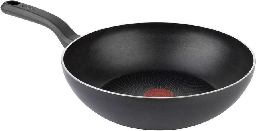 Wokpan Roerbakpan Gezond Koken Thermo-Signaal 28 cm Zwart