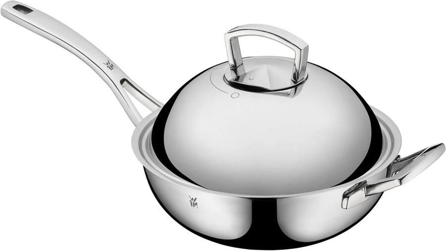 Wokpan Roerbakpan Koekenpan Gezond Koken Meerlaagse Constructie 28 cm Zilver