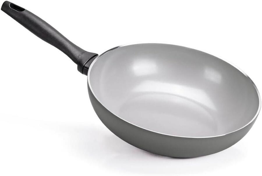 Wokpan Roerbakpan Koekenpan Gezond Koken Natuurlijke Antiaanbaklaag 30 cm Zwart