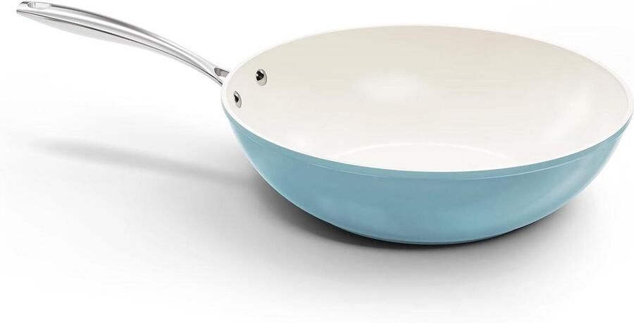 Wokpan Roerbakpan Lekker Koken Keramische Anti-aanbaklaag 30 cm Blauw
