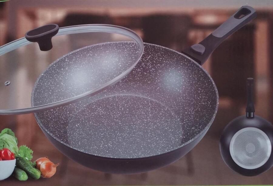 Wokpan Roerbakpan Snel Koken Afneembare Handgreep 32 cm Zwart