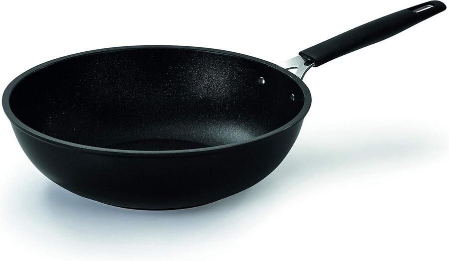 Wokpan Roerbakpan Snel Koken Diamantstof Coating 28 cm Zwart