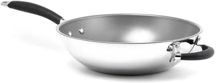 Wokpan Roerbakpan Snel Koken Keramische antiaanbaklaag 30 cm Zwart