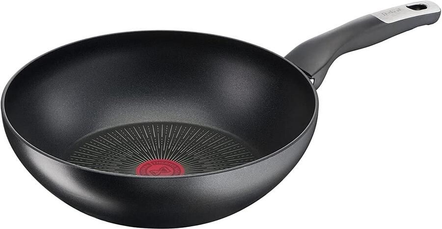 Wokpan Roerbakpan Snel Koken Krasbestendige Coating 28 CM Zwart