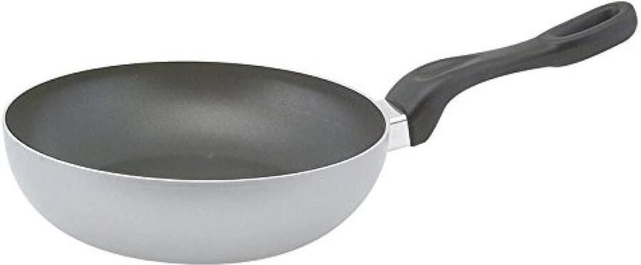 Wokpan Roerbakpan Snel Koken Vaatwasmachinebestendig 28 cm Zwart en Zilver