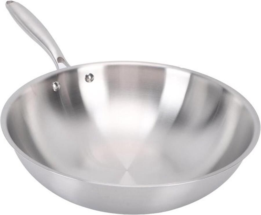 Wokpan Roerbakpan Voor lekker koken Roestvrij staal 32 cm Zilverkleurig