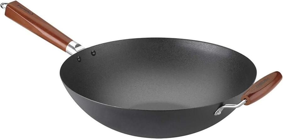 Wokpan Roerbakpan Wok Aziatisch Koken Voorgekruid Gelegeerd Staal 36 Kwarts Zwart