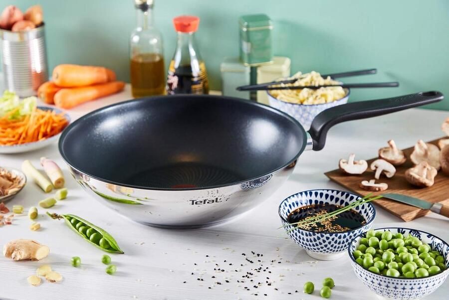 Wokpan Roestvrij Staal Koekenpan Keuken Allround Koken Titanium Antiaanbaklaag 28 cm Groen