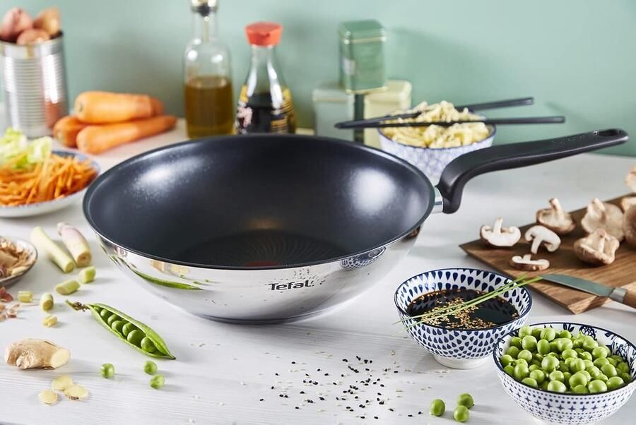Wokpan Roestvrij Staal Koekenpan Keuken Allround Koken Titanium Antiaanbaklaag 28 cm Groen