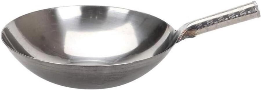 Wokpan Roestvrij Staal Koekenpan Keukenpan Roerbakken Koken Krasbestendig Oppervlak 33 45 cm Zilver