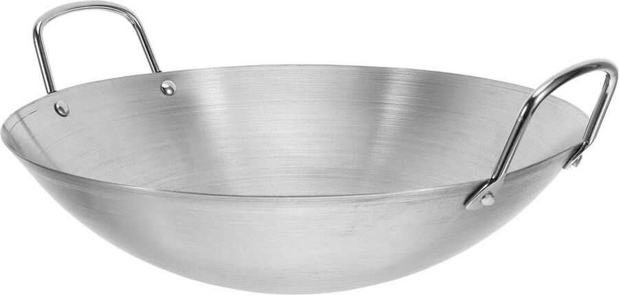 Wokpan Roestvrij Staal Koekenpan Ronde Pan Koken Bakken Grillen Duurzaam Keukenaccessoire 30 cm Zilver
