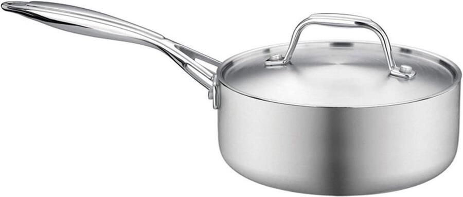 Wokpan Roestvrij Staal Kookpan Sauspan Multifunctioneel Koken Gelijkmatige Warmteverdeling 16 en 18 cm Zilver