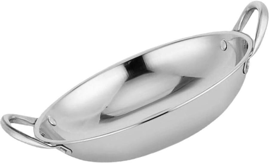 Wokpan Roestvrij Staal Kookpot Ronde Bodem Lekker Koken Antiaanbaklaag Eenvoudige Reiniging 29 cm Zilver