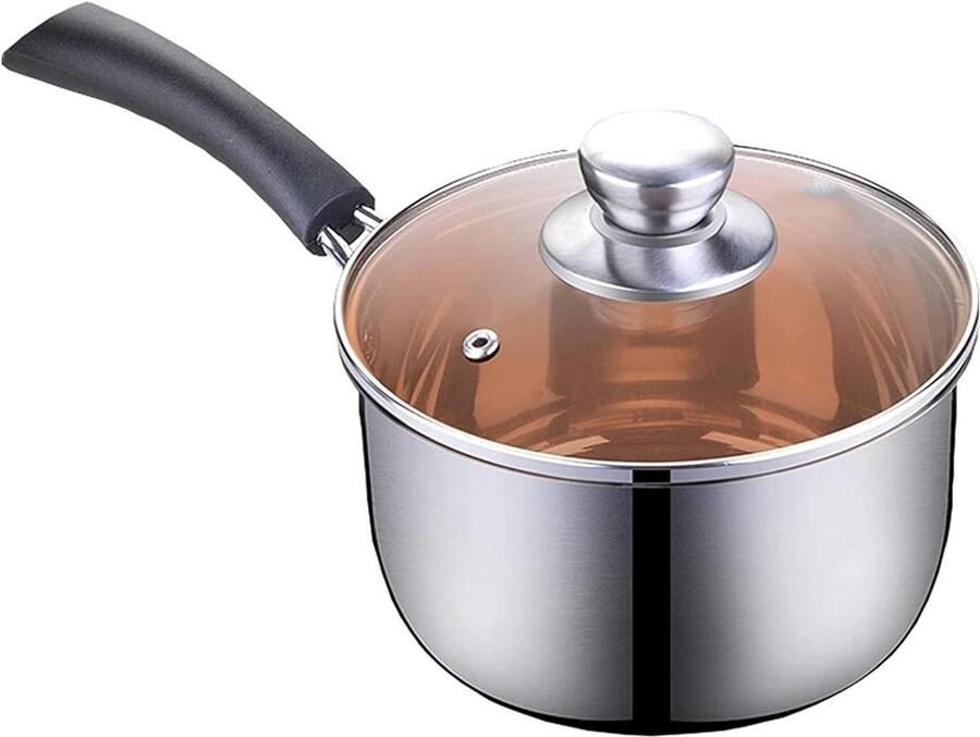 Wokpan Roestvrij Staal Soeppan Melkpan Gelijkmatig Koken Verdikte Een Delig 16 cm Zilver
