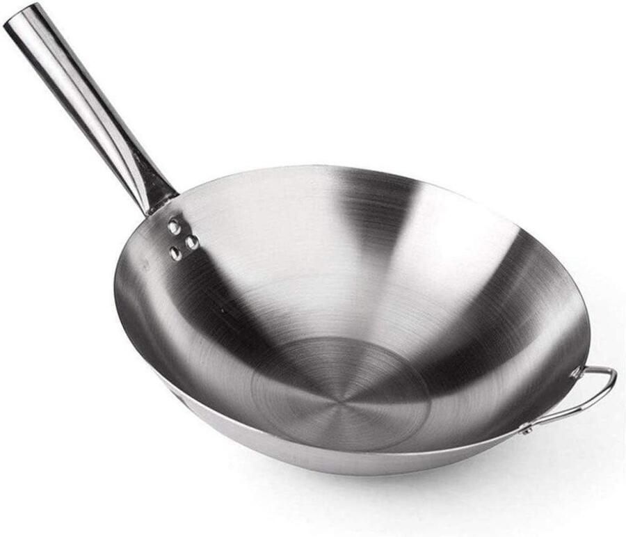 Wokpan Roerbakpan Lekker Koken Roestvrij Staal 43 cm Zilver