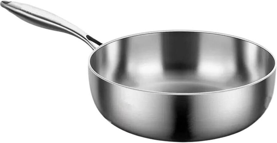 Wokpan RVS Koekenpan Diep Koken op Inductie 7-laags Staal 28 cm Zilverkleurig