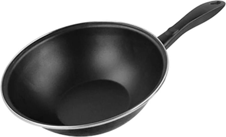 Wokpan Staal Koekenpan Lekker Koken Dubbele Antiaanbaklaag 4.6 Liter Zwart