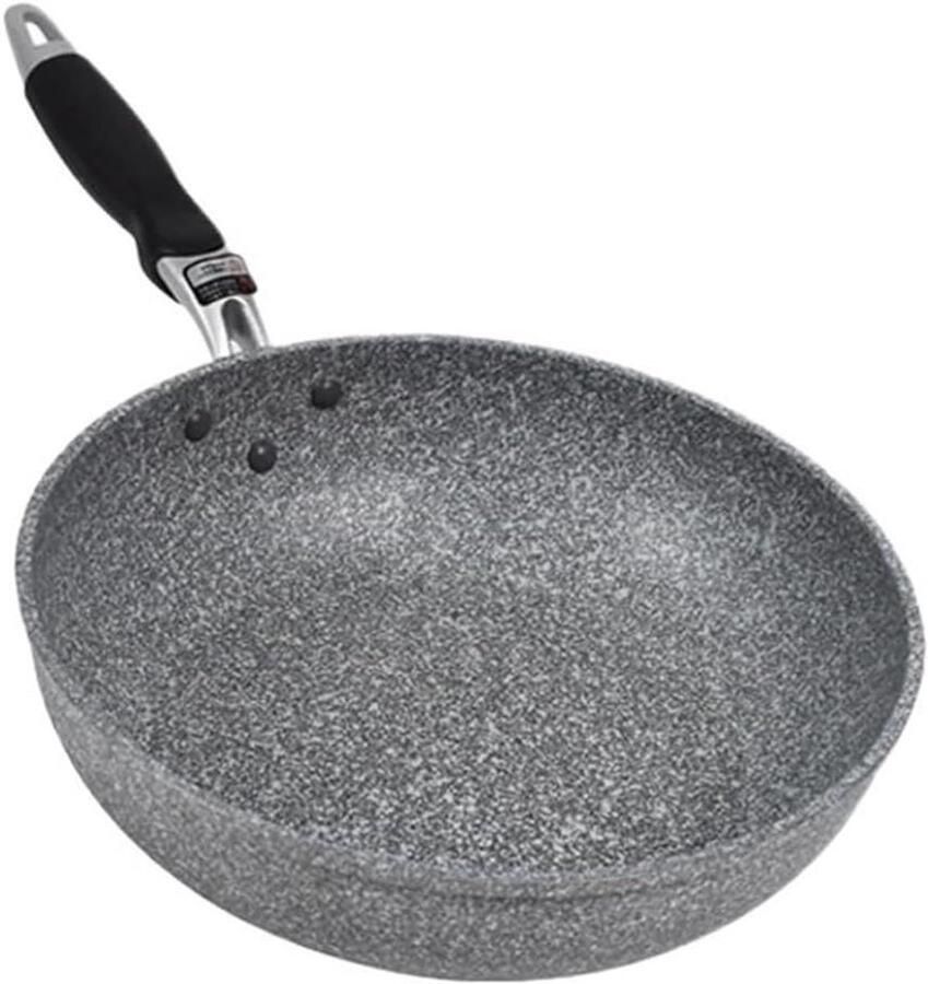 Wokpan van steen Keramische pot Roerbakken en koken Antiaanbaklaag met minerale laag 28 cm Zwart
