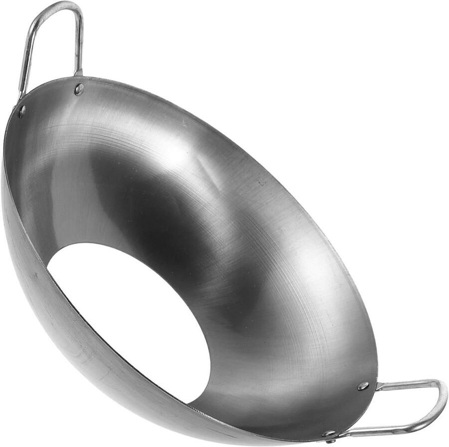 Wokring Gasfornuis Wokhouder Fornuis Efficiënt Koken Winddicht Dubbele Handgrepen 32 x 32 x 15 cm Zilver