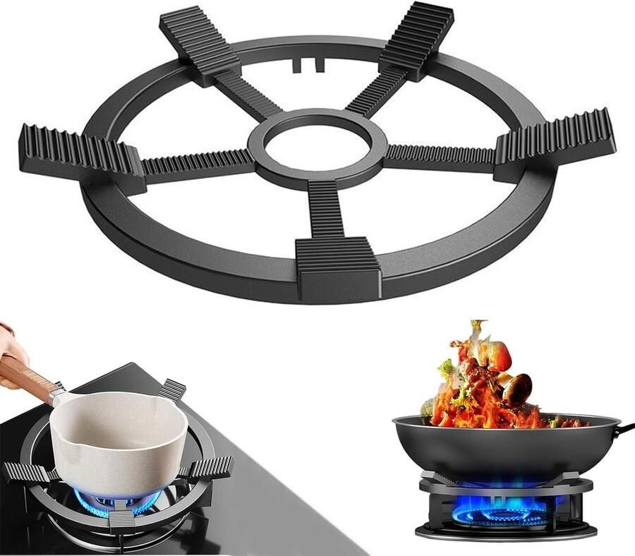 Wokring Gietijzer Kookring Gasfornuis Stabiel Koken Geïntegreerde Vormgeving 18 cm Diameter Zwart