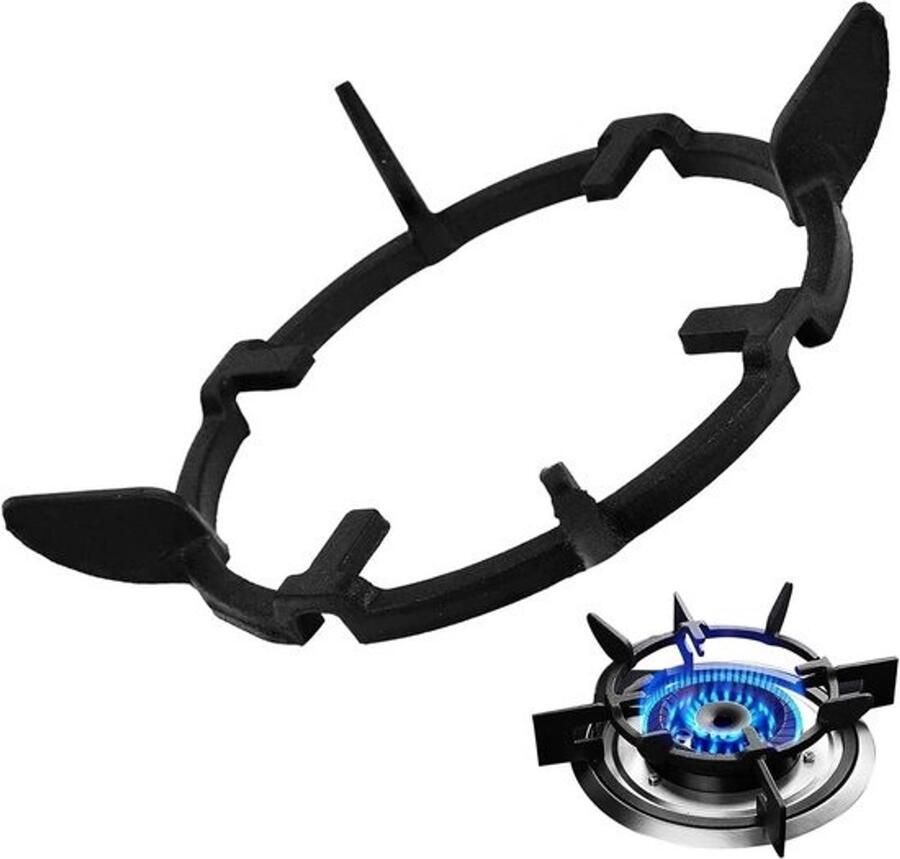 Wokring Gietijzer Universele Wokstand Stabiel Koken Hittebestendige Coating 17 cm Diameter Zwart