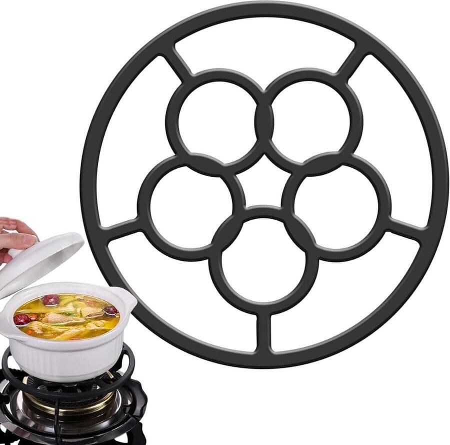 Wokring Kookring Wokhouder Gelijkmatig Koken Gietijzer 5-17 cm bodemdiameter Zwart